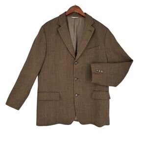 Banana Republic 100% Linen Jacket Mens Blazer Herringbone 44R Lined 3 Button